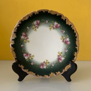 Antique T V Limoges France Venice Roses Gold Trim Plate